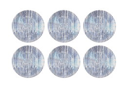 Hermia Lines Juego de 6 Platos para Postre Azul y Blanco de Porcelana